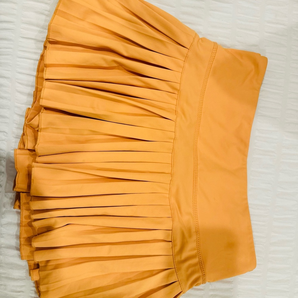 Gold Hinge Orange Pleated Tennis Skirt